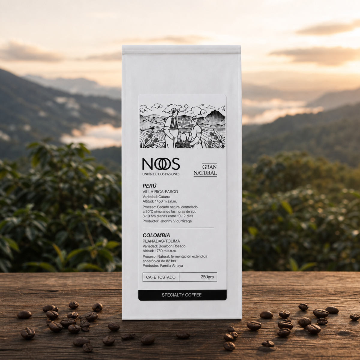 Café NOS Gran Natural en finca cafetera, imagen de trazabilidad