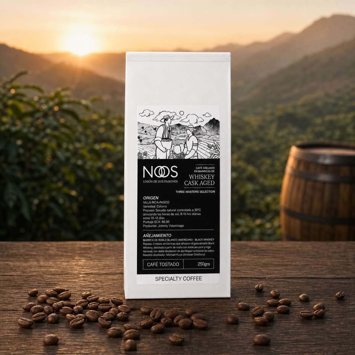 Café NOS Three Masters Whiskey Cask Aged, imagen de trazabilidad
